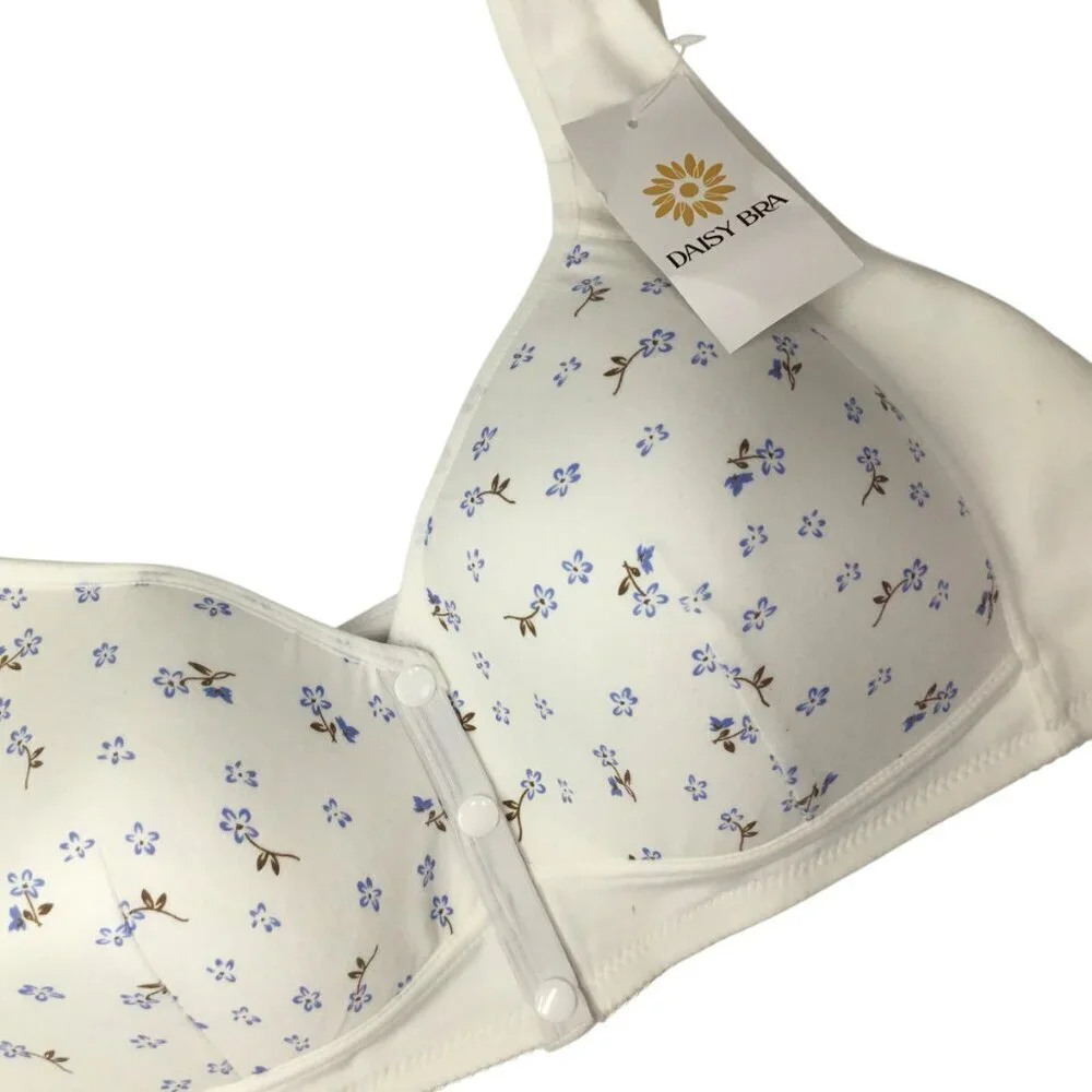 Daisy Bra NWT Front Snap Size 6XL Plus Wide Strap Soft Comfort Wireless Floral